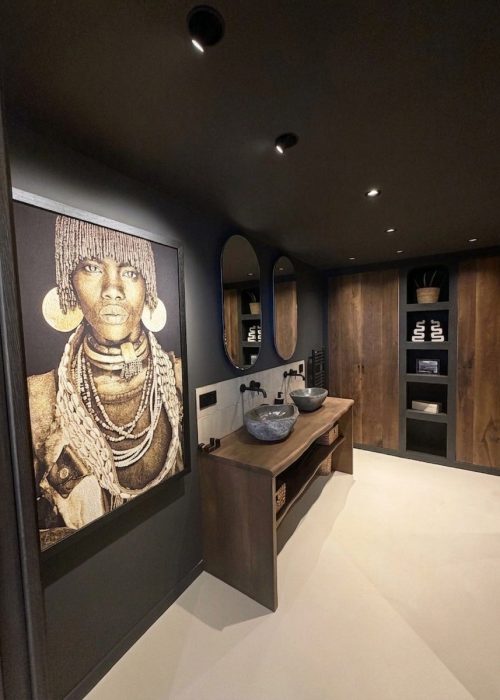Evasion Habitat - Architecture d'intérieur porto-vecchio - projet quartz - domaine de cala rossa - salle d'eau noire