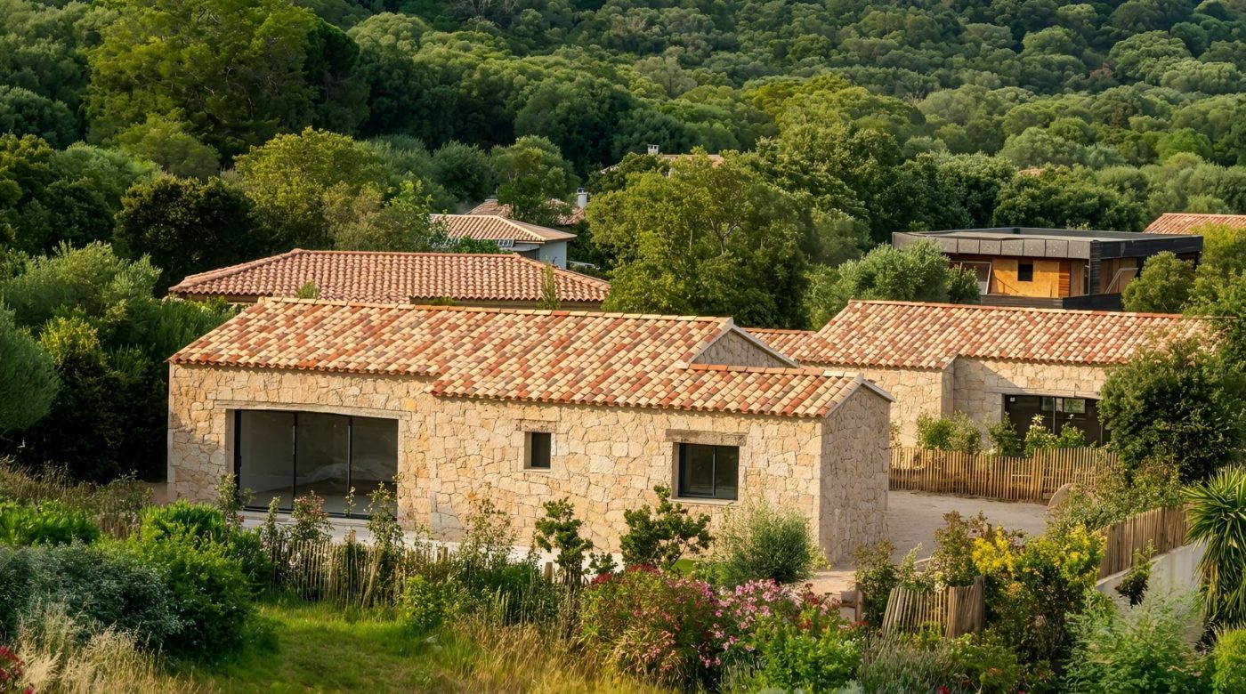 Evasion Habitat - Décoration et architecture d'intérieur - Projet Agate bergerie corse - vue maison